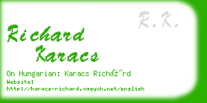 richard karacs business card